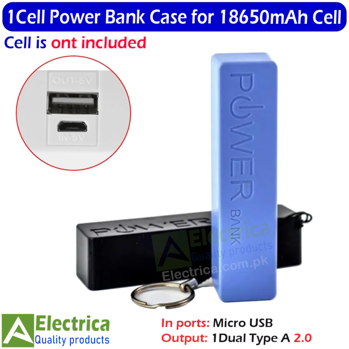 1 Cell Power Bank Case Box 18650 Battery Charger Shell by Electrica (cell is not included)