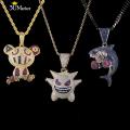 Cubic Zircon Mask Ghost Pendant Necklace Men Miami Cuban Chain Choker Ice Out Neckalce Hip Hop Anime Ghost Pendant Party Jewelry. 