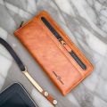 Fashion PU Leather Women Wallet with Double Zipper Card Slots ID Window and Tassel Pendant. 