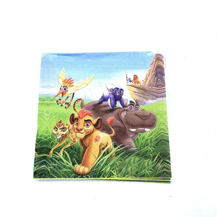 Lion King Theme Napkins - Tissue Paper - Green Color - Pack Of 10 Napkins