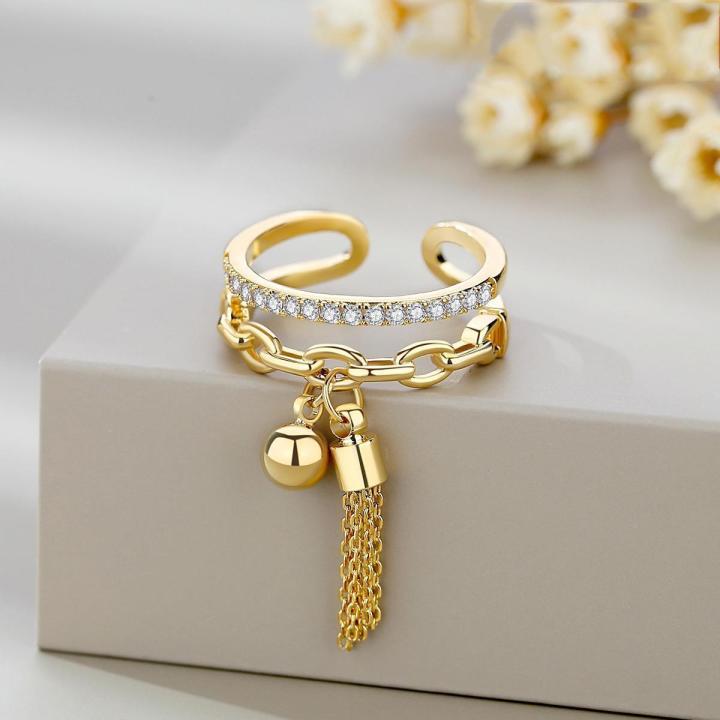 【Super Hot Sale】Yarn Ball Tassel Ring for Women, Niche Simple in Joint Ring Index Finger Ring Jewelry