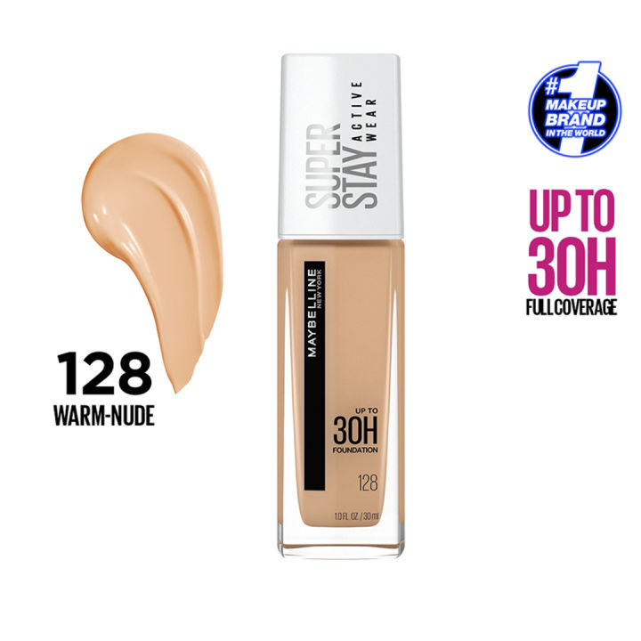 Maybelline New York SuperStay Full Coverage 24H Liquid Foundation 128 Warm Nude - 30HR Coverage, Long lasting, Waterproof