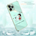 (Free Lanyard) Luxury 6D Plating Case for iPhone XS MAX Phone Cases Happy Cartoon Puppy Side Print Soft Silicone Square Back Cover. 