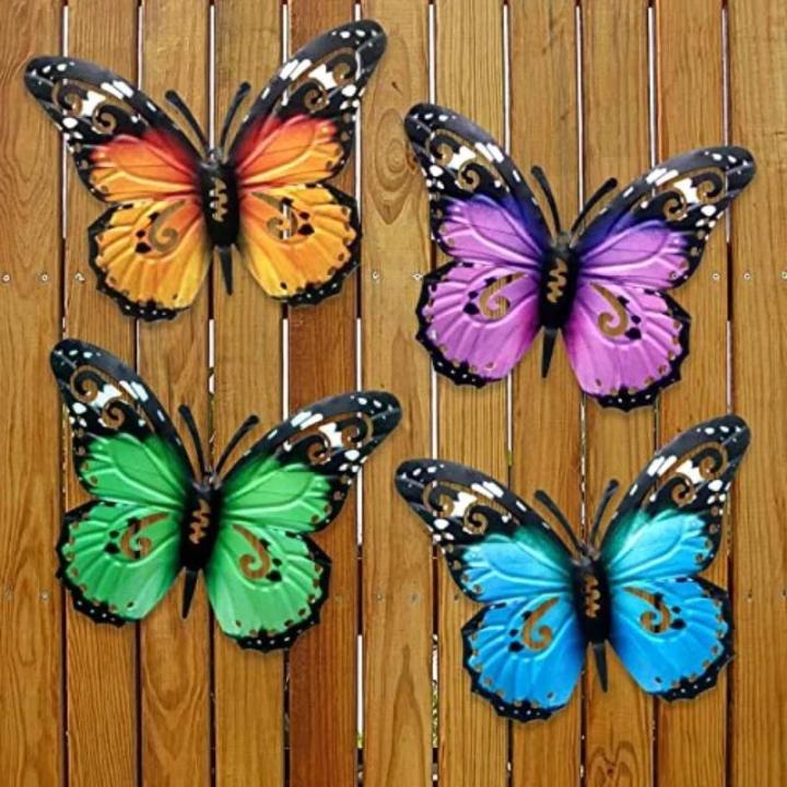 Metal Butterfly Wall Decor 7 Colors Butterflies Sculpture Iron Indoor Outdoor Hanging Wall Art for Garden Yard Fence Home Gift