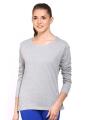 Grey Round Neck Cotton Long Sleeves Stylish Tshirt T-Shirt T Shirt Top For Women For Girls. 