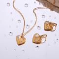 insFashion Personality Fashion Pendant Jewelry Women Irregular Zircon Peach Heart Pendant Earrings and Necklace Set. 