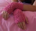 Pinky Lady Pink Crochet Fingerless Gloves. 