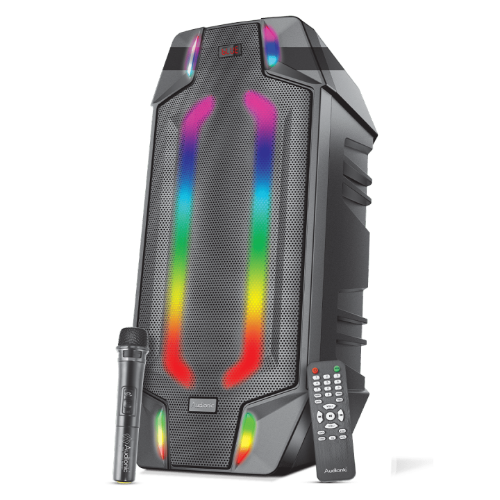 Audionic Solo X-110 Wireless Bluetooth Speaker – 50W Powerful Sound, RGB Lights, TWS Function, Karaoke, Bass & Treble Adjustment, Remote Control, Wireless Mic