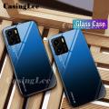 Casinglee For VIVO Y15A case Gradient Tempered Glass Protector Back cover for VIVO Y15A Phone Cases For girls and Boys. 