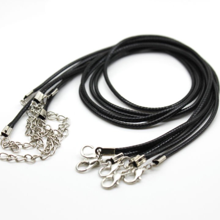 18'' Black Silk Necklace Cord Chain Cotton Rope with Clasp 2.0mm (5Pcs)