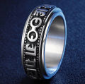 Wholesale Antique Silver Buddha Mantra Spin Ring Tibetan Lama Rotary Ring Mysterious Characters Ring Design Fashion Gift for Men. 