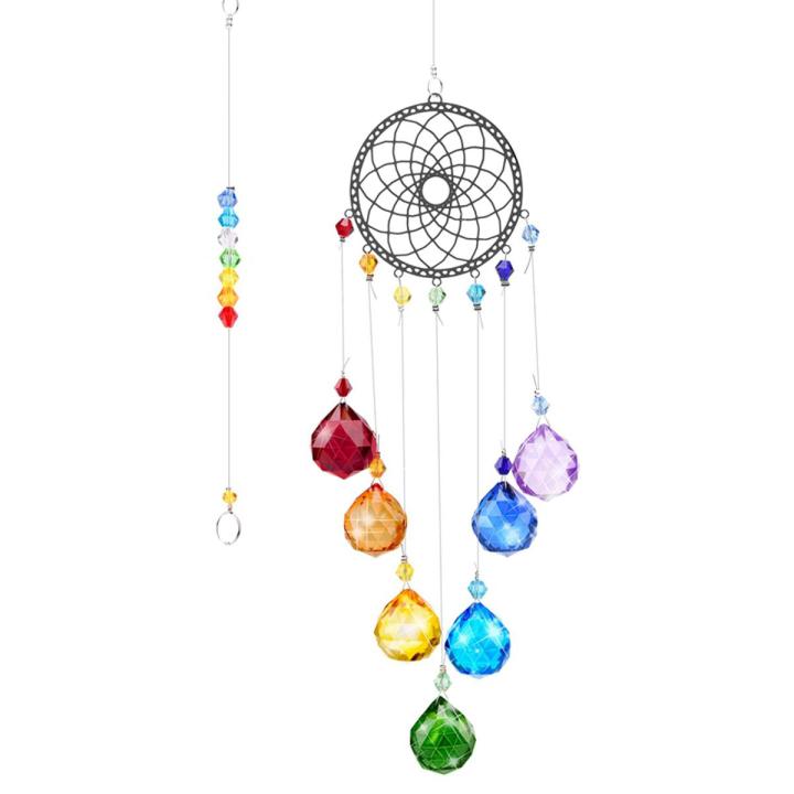 ZOROOM Crystals Rainbow Maker Suncatcher Window Hang Ornament Garden Decoration Sun Catcher Pendant Chakra Beads