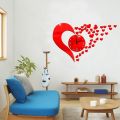 3D Red Velvet Wooden Large Wall Clock Modern Design 3D Wall Clock Home Decor Living Room Quartz Wall Clock. 