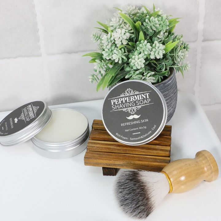 60g%20Mint%20Scented%20Men's%20Shaving%20Soap%20Shaving%20Cream%20Aluminum%20Boxed%20Foam%20Rich%20Gentle%20Handmade%20Shave%20Soap%20Shave%20Beard%20Cream%20-%20Image%204