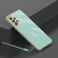 For Samsung Galaxy A52s 5G Cover with Wrist Strap Fashion Shiny Plating Square Bumper Girls Phone Case Soft TPU Silicone Shockproof Protective Back Cover. 