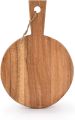 Wood Cutting Board Round with Handle for Chopping and Serving Charcuterie, Cheese, Pizza, Bread - Wall Décor. 