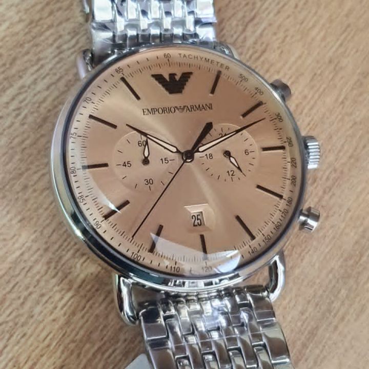 Emporio Armani Wrist Watch For Men Quartz Analog Display Stainless Steel Strap 43mm Watch AR11239