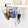 High Quality 6 hook cup holder iron kitchen storage rack cabinit hook Towel Cup Multifunctional Storage Hook Shelf Racks & Holders. 