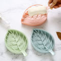 2Pcs Soap Drain Boxes Creative Shape Drainage Design Vivid Color High Durability Dual Layer Store Soaps Plastic Punch Free Leaf-Shaped Desktop Soap Trays for Bathroom. 