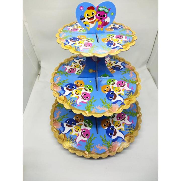 BABY SHARK THEME CUPCAKE STAND - 3 TIERS CUPCAKE STAND