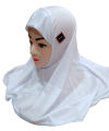 pack of 1 makhna Hijab for girls black  white | Muslim Kids Girls Hijab Islamic Headscarf | full cover cotton soft inner children plain scarf |. 