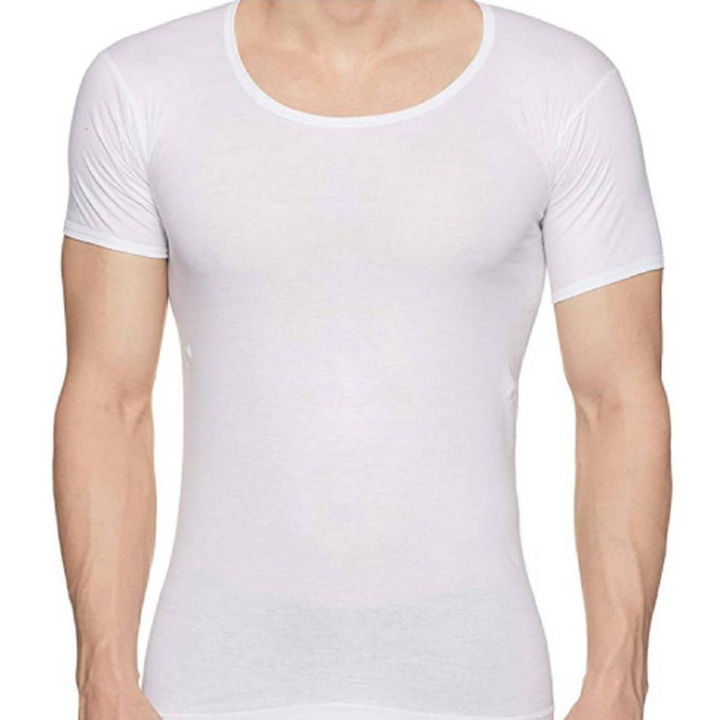 Hinz 100% Premium Cotton White Summer Vest (Short Sleeves)