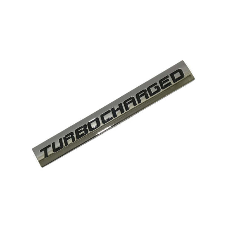 Car Universal Mono Metal Material Turbo Charged Logo Black/Chrome 01 Pc/Pack Large Size Poly Bag Pack (China)