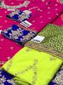 Unstitched Chiffon Embroidered Suit For Women - 3 Piece. 