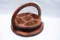 WOODEN GOLD-Wooden Handmade Antique Dry Fruit Basket with Folding Trivet- Wooden Hand Carved Dry Fruit Basket Foldable-High Quality-Different Design Will be Send based on availability. 