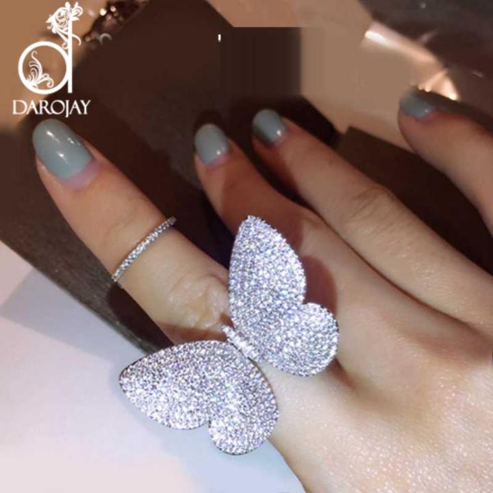 Real Gold Plated Flying Butterfly Finger Ring Moving Wings Butterfly Ring For Girls
