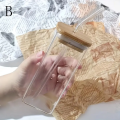 Square Glass - Square shape Glass with glass straw and wooden lid -Premium Transparent Square Drinking Glass Tumbler with Bamboo Lid And Glass Straw - Household kitchen accessories. 