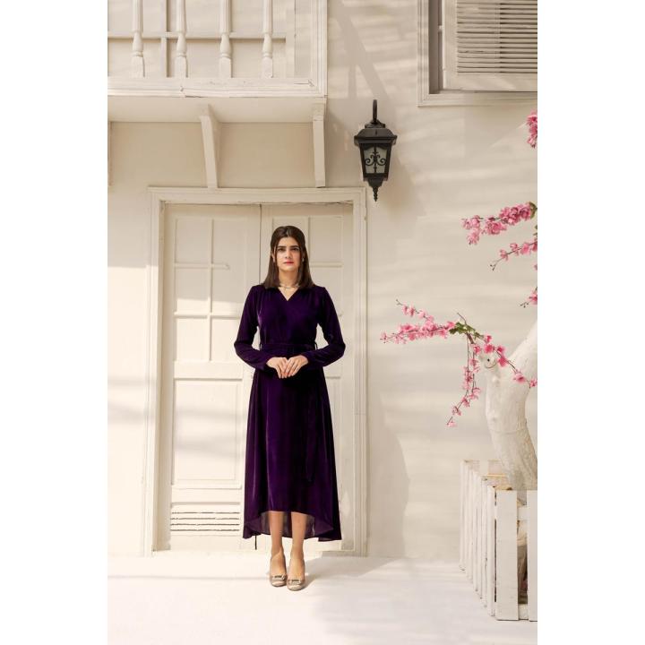 Purple velvet dress