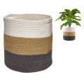 Cotton Rope Plant Basket Modern Woven Storage Basket,7.8inch x 7.8inch Decorative Flower Pots with Handle Home Decor. 