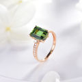 Live broadcast new simulated green tourmaline ring 18K rose gold inlaid emerald colored gemstone open ring for women. 