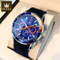 OLEVS 9916 Fashion Men's Watch Silicone Rubber Strap Watches for Men. 