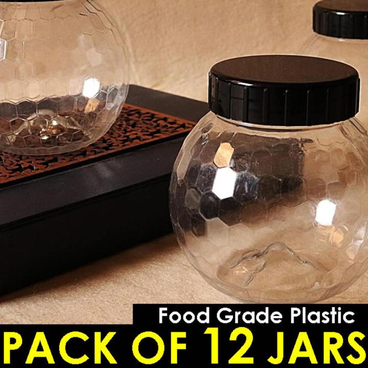 Pack of 12 Plastic Storage Jar for Kitchen - Diamond Jar Made in Pakistan