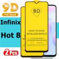 2 Protectors for Infinix Hot 8 / Hot 8 Lite Tempared Glass Protector 9D/11D/21D Full Glue Tempared Glass Protector _ Pack of 2 Protectors. 