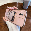 For Vivo Y02 Y02A Y02s Y02t Back Cover with Cute Cat Makeup Mirror Stand Bracket Luxury 6D Plating Square Frame Phone Case Shiny Holder Soft Silicone Protective Cases Pouch Girls. 