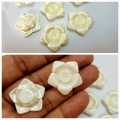 10 Pcs Big Size Off  White Cremay Color Pearl Flower  Beads 27mm. 