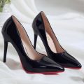 Luxury Stiletto Black High Heels with Red Bottom, Pumps Shoes for Women, Pointed Toe Wedding Shoes. 