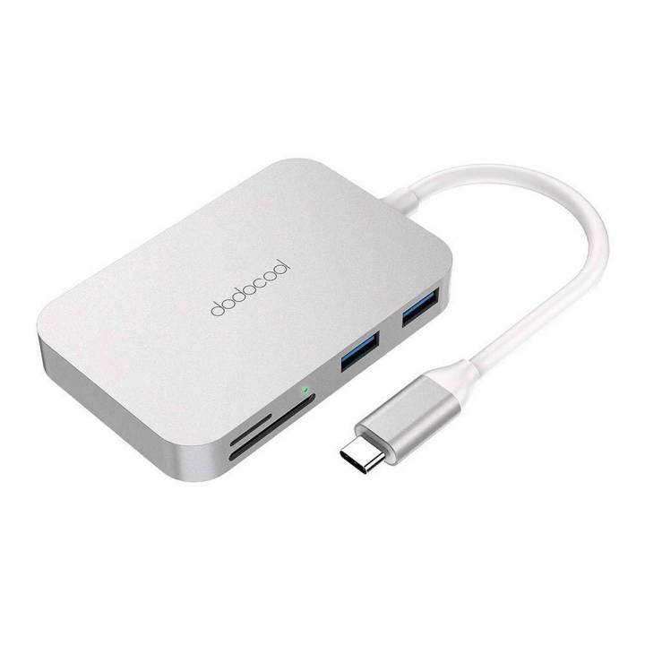 dodocool (DC49) 6-in-1 USB-C Hub with Type-C Power Delivery 3 SuperSpeed USB 3.0 Ports and SD/TF Card Reader for MacBook/MacBook Pro/Google Chromebook Pixel and More Silver