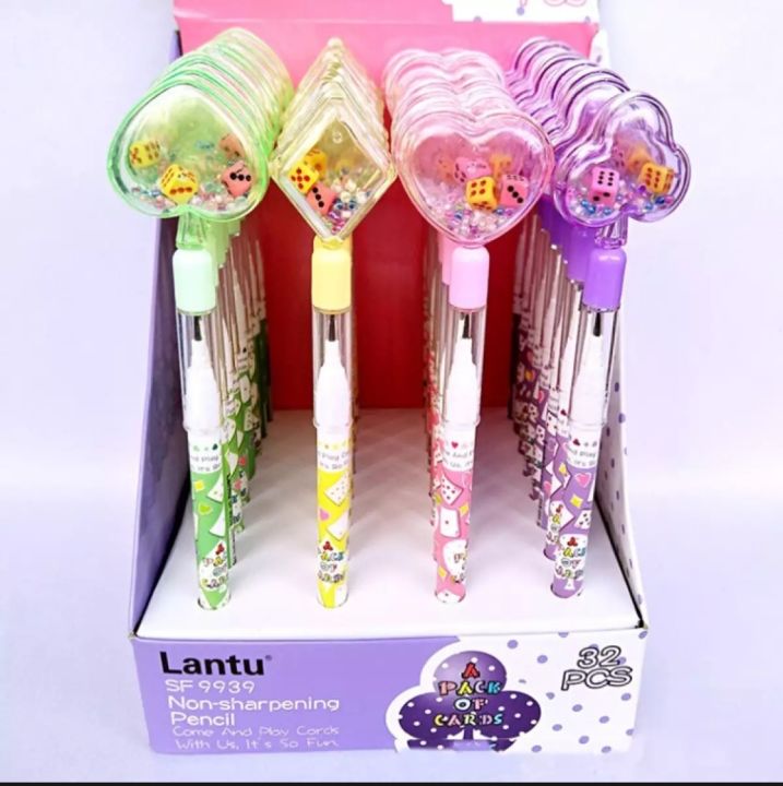 4 - Fancy Pencil Heart Shape Pack of 4- Non Sharping Pencil Heart Shape