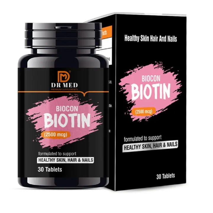 "DR%20MED%20Biocon%20Biotin:%20Biotin%202500MCG,%20Supplement%20for%20Hair%20Growth,%20Strong%20Hair%20and%20Glowing%20Skin,%20Fights%20Nail%20Brittleness,%2030%20Biotin%20Tablets%20(Its%20Wholesale%20Price)%20-%20Image%202