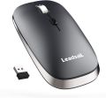 LeadsaiL Wireless Computer Mouse, 2.4G Portable Slim Cordless Mouse Less Noise for Laptop Optical Mouse with 4 Buttons, 2 AAA Battery, USB Mouse for Laptop, Deskbtop, Mac/Book (Grey). 