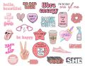 Pack of 24 Pink Stickers for Girls 2 Inch X 2 Inch Each Sticker Size Sticker For Laptop Sticker For Mobile Cute Cool Doodle Sticker. 