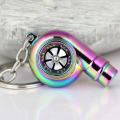 【BestGO】Auto Car Turbo Sleeve Whistle Turbo Keychain Spinning Turbine Key Chain Ring Keyring-07#Rainbow. 
