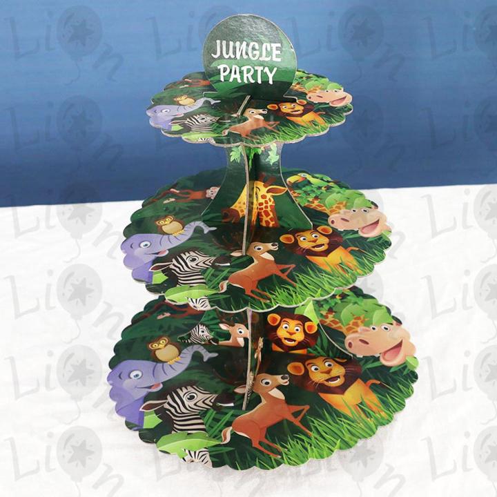 JUNGLE THEME CUPCAKE STAND 3 TIERS CUPCAKE STAND