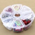 Round 8 compartment storage box Transparent PP plastic box Fishhook box jewelry accessories bead packaging small box. 