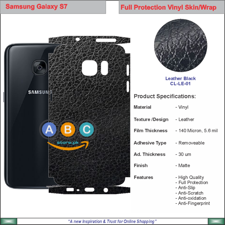 Samsung Galaxy S6/S7 Series, Full Back Protection Vinyl Skin/Wrap in variety of Textures and Colors for Samsung Galaxy S6, S6 Edge, S6 Edge+, S7, S7 Edge