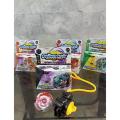 Beyblade burst turbo set for kids fully metallic 1- Kresis Satan 2- Alter chronos 3- Blaze Ragnarok 4- Killer deathscyther. 